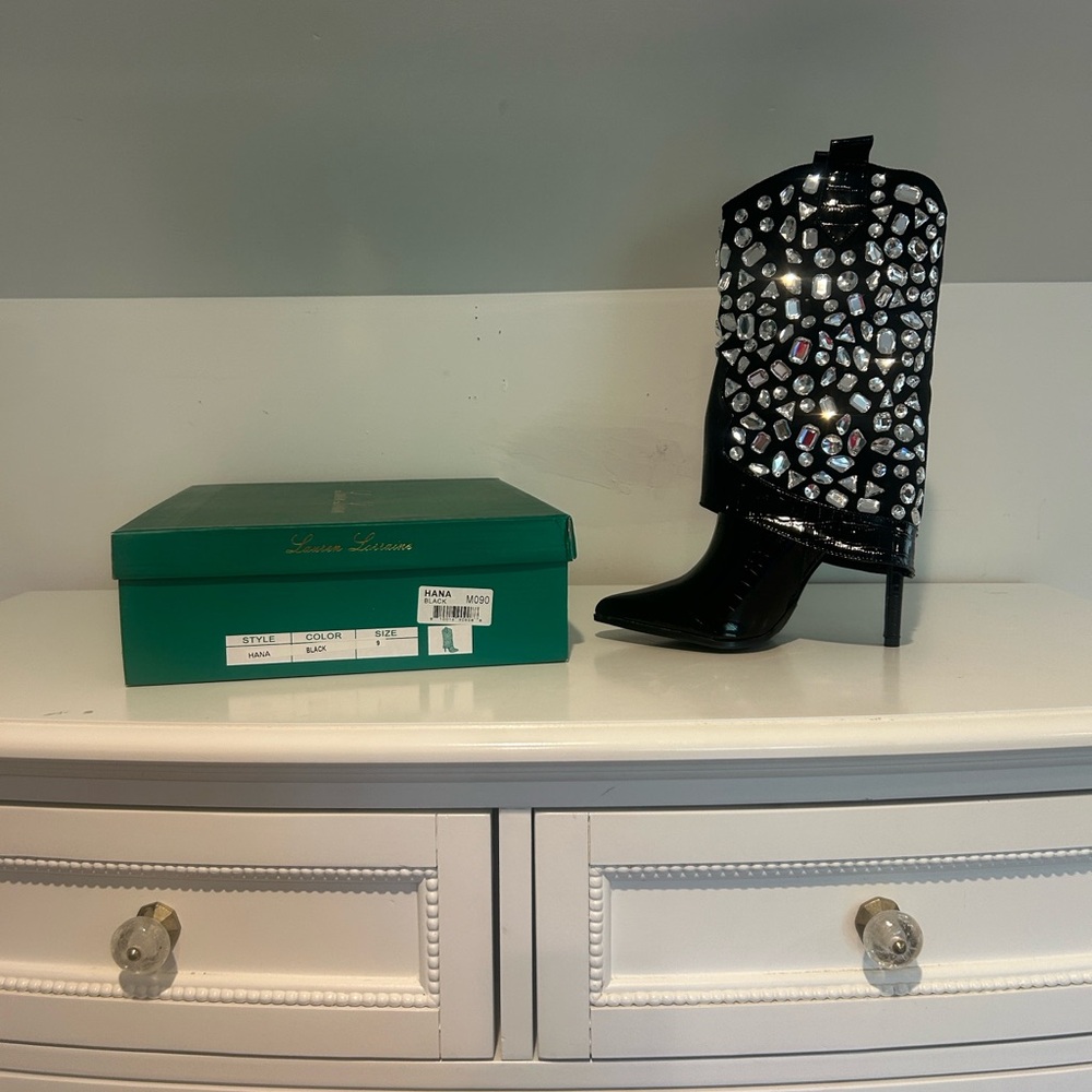 Lauren Lorraine Black Diamond Studded Boots - Picture 2 of 7